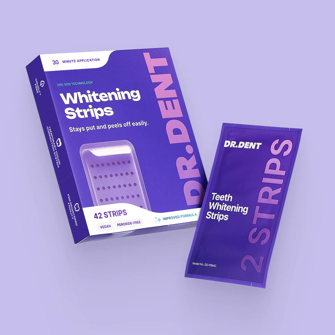 Purple Teeth Whitening Strips – 21 Sessions, Peroxide-Free & Sensitivity-Free